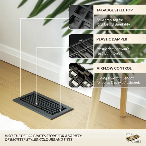 Miniatura 2 de Decor Grates LTH212-BLK - Registro de piso de celosía, 2 x 12 pulgadas, color negro