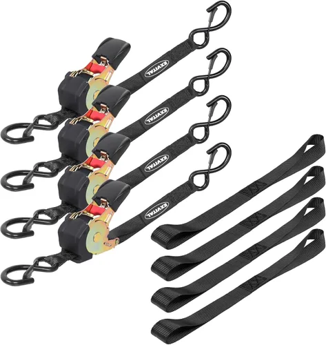 Miniatura 8 de EXVITAL Correas de trinquete retráctiles de servicio pesado de 1200 libras, resistencia a la rotura, correas de amarre retráctiles, correas