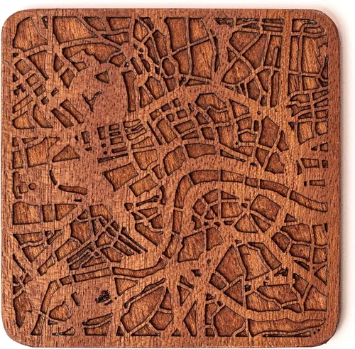 Miniatura 45 de Posavasos Amsterdam Map by O3 Design Studio, 1 pieza, posavasos de madera Sapele con mapa de la ciudad, hecho a mano, varias ciudades opcionales