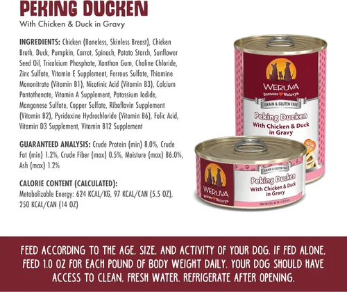 Miniatura 4 de Weruva Comida Clásica para Perros, Peking Ducken con Pechuga de Pollo y Pato en Salsa, Lata de 14oz (Paquete de 12)