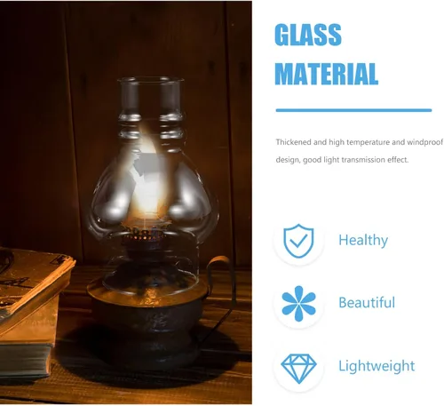 Miniatura 9 de SEWACC Lámpara de aceite para chimenea, huracán, queroseno, pantalla a prueba de viento, lámpara de queroseno, globos transparentes de repuesto