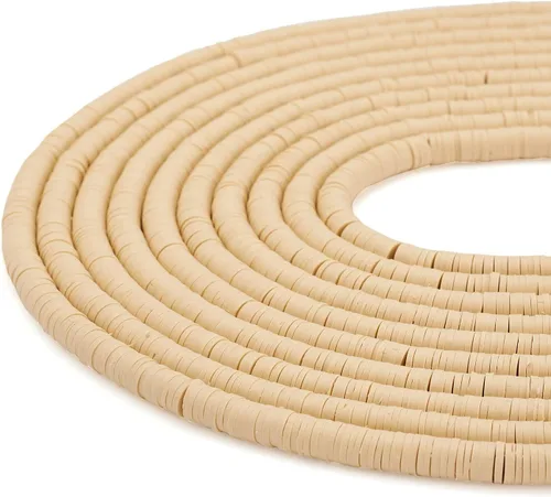 Miniatura 25 de FASHEWELRY 12 hebras de cuentas de arcilla polimérica de 0.236 pulgadas (0.236 in) hechas a mano de arcilla Heishi, cuentas espaciadoras de arcilla