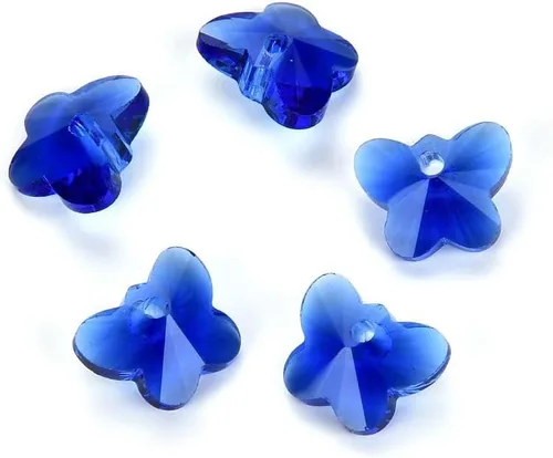Miniatura 11 de 20 colgantes de cristal de mariposa checa de 0.394 in (0.39 pulgadas) abril transparente piedra natal agujero lateral cuentas para joyería artesanía