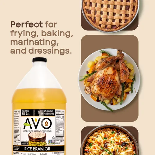 Miniatura 5 de AVO Aceite de salvado de arroz para cocinar o freír, 1 galón, sin OMG, sin conservantes, aceite de arroz de alto punto de humo a 490 °F