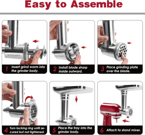 Miniatura 4 de Accesorios metálicos para molinillo de alimentos para batidoras KitchenAid, picadora de carne, relleno de salchichas, accesorio perfecto
