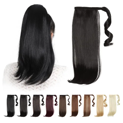 Miniatura 13 de Extensiones de cabello para cola de caballo, extensión de cola de caballo roja de 16 pulgadas, corta, ondulada, rizada, envolvente, cola de caballo