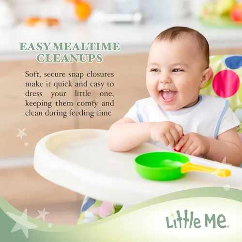 Miniatura 5 de Little Me Clothes for Baby Boys’ and Girls’ 2 Bibs and 1 Burp Cloth Set, Soft Cotton Feeding Essentials with Velcro Closures