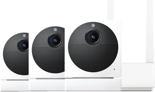 WYZE Lifestyle Cam Outdoor Add-on v2 (3 cámaras incluyen estación base) - Cámara de seguridad HD cHome de 1080p, duración de la batería de 6 meses,