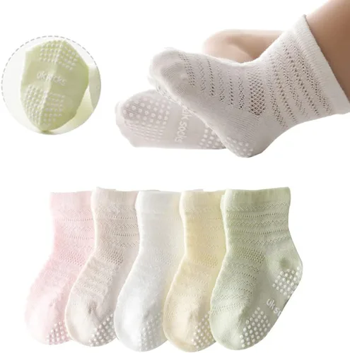 SUITBOY Baby Girls Socks Toddlers Ruffle Socks Frilly Socks for Toddler Girls Baby Nonslip Cotton Socks with Grips