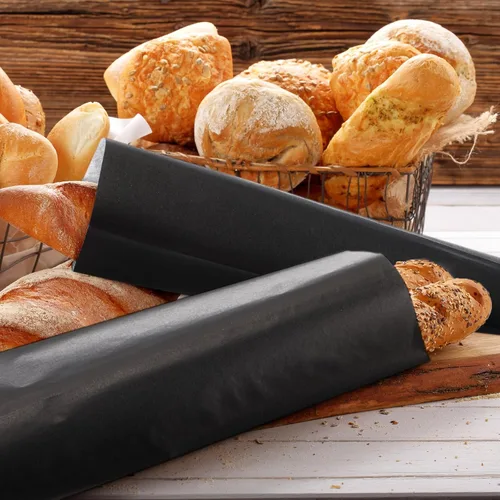 Miniatura 6 de Zhehao 200 bolsas de papel kraft, bolsas de churro, fundas de grasa para utensilios resistentes, cubiertos, galletas, panadería, dulces (negro)