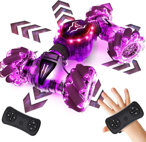 Miniatura 11 de Tecnock Coche de Control Remoto para Niños Niñas, 2.4GHz 4WD RC Coche de Acrobacias con Detección de Gestos - Coches RC con Control de Mano de Doble
