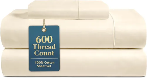 Miniatura 34 de LANE LINEN Juego de sábanas tamaño King – Sábanas de 600 hilos 100% algodón de fibra larga, naturalmente frescas y duraderas para el uso diario, 01