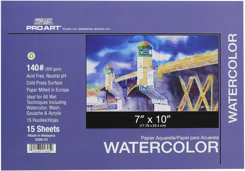 Miniatura 23 de Pro Art Bloc de acuarela de 12 x 16 AF 140 libras, 15 unidades, papel de acuarela, cuaderno de bocetos, papel de color de agua, bloc de papel