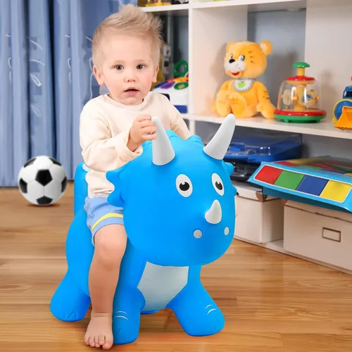 Miniatura 7 de PlayZap Caballo de tolva animoso de dinosaurio, tolva de animales hinchables para niños pequeños, paseo inflable en la tolva de dinosaurio