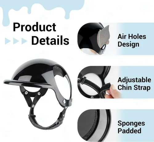 Miniatura 3 de Gafas para perros pequeños con casco, 2 lentes de sol para perros y casco de motocicleta para mascotas para razas pequeñas y medianas al aire libre