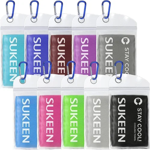 Miniatura 10 de Sukeen Paquete de 10 toallas refrescantes (40 x 12 pulgadas) para sudor, envolturas refrescantes para el cuello, toallas de hielo suaves y Rosa