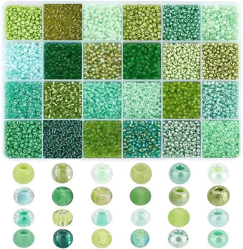 Miniatura 8 de PH PandaHall 24000 piezas Cuentas de semillas de vidrio 2mm 12/0 Mini Azul Amistad Cintura Cuentas Separadoras Pequeñas de 24 Colores para Hacer