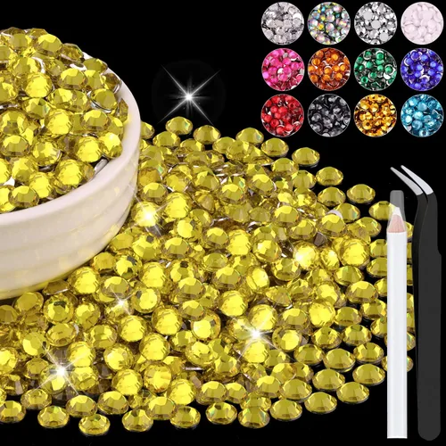 Miniatura 32 de 12000 diamantes de imitación de resina de 0.079 pulgadas a granel para manualidades (transparente), cristales deslumbrantes con parte trasera plana