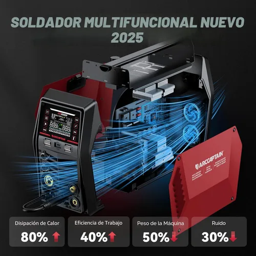 Miniatura 6 de ARCCAPTAIN MIG205MP Soldador MIG 9 EN 1 iControl APP Control Cortador de plasma/Pulsado MIG/Núcleo de flujo/Pistola de bobina/DC HF/Levantamiento