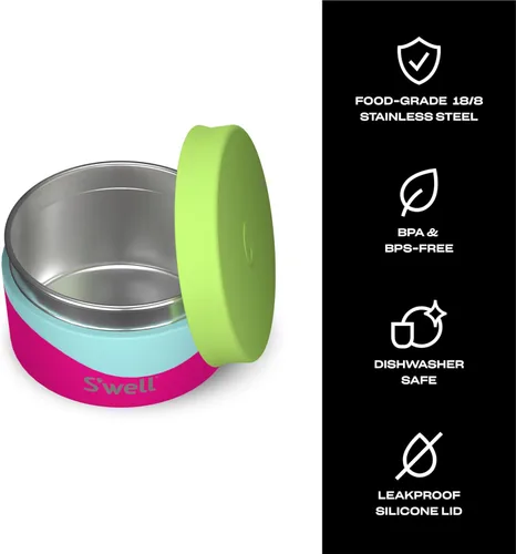 Miniatura 3 de S'well Recipiente de alimentos de acero inoxidable, 10 onzas, fruta del dragón, construcción duradera de una sola pared, sin BPA, apto