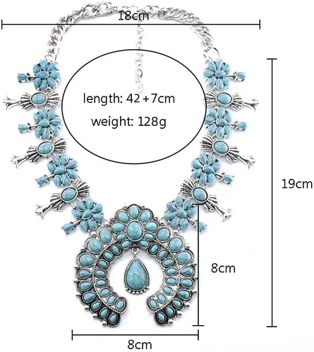 Miniatura 4 de Collar Lovage con dije de flor color turquesa para mujer