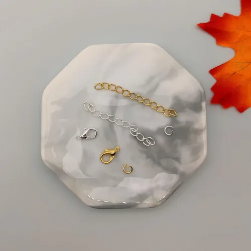 Miniatura 7 de 100 cierres de pinza de langosta y 100 cadenas extensoras con 100 anillos de salto abiertos, anillos de extensión extraíbles para collares