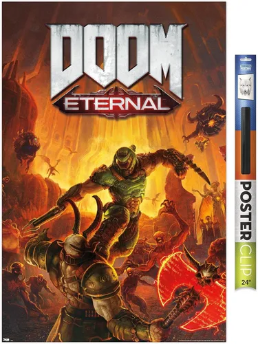 Miniatura 17 de Trends International Doom Eternal - Póster de pared Marauder, 22.4 pulgadas de largo x 14.7 pulgadas, versión enmarcada en madera de granero