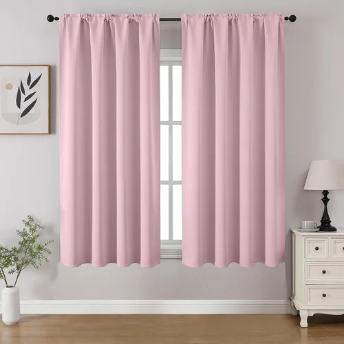 Miniatura 65 de CUCRAF - Cortinas opacas beige de 45 pulgadas, juego de 2 paneles con bolsillo para barra, cortinas para oscurecer dormitorios y sala de estar