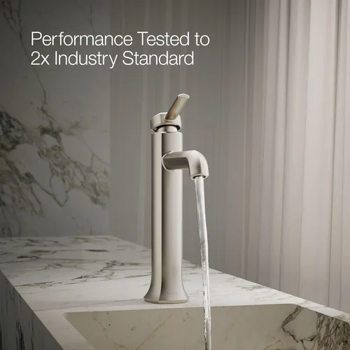 Miniatura 12 de Kohler 27003-4-BN Occasion - Grifo alto para lavabo de baño con una sola manija, 1.2 gpm, níquel cepillado vibrante Vibrant Brushed Nickel