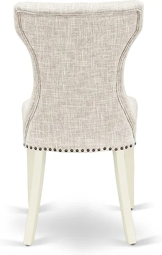Miniatura 9 de East West Furniture HLGA3-LWH-35 - Juego de mesa de comedor de 3 piezas contiene una mesa de cocina redonda con pedestal y 2 sillas de comedor