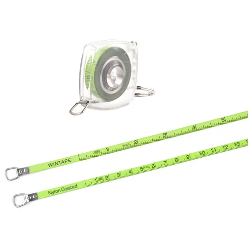 Miniatura 3 de WIN TAPE Mini cinta métrica de acero de 80 pulgadas, carcasa de plástico con llavero funcional Mini cinta métrica retráctil llavero