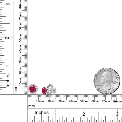 Miniatura 138 de Gem Stone King Aretes redondos de plata de ley 925 de 0.236 in con piedra natal extraíble para mujer