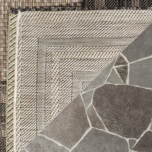 Miniatura 91 de SAFAVIEH Alfombra lavable al aire libre Courtyard Collection – 4' x 5'7", beige oscuro y beige, no desprende pelusa y fácil de limpiar, ideal