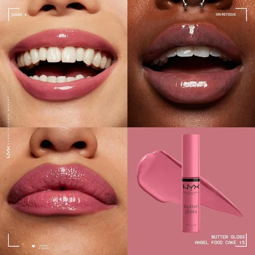 Miniatura 3 de NYX MAQUILLAJE PROFESIONAL Brillo de mantequilla, brillo labial no pegajoso - pastel comida de ángel (malva verdadera)