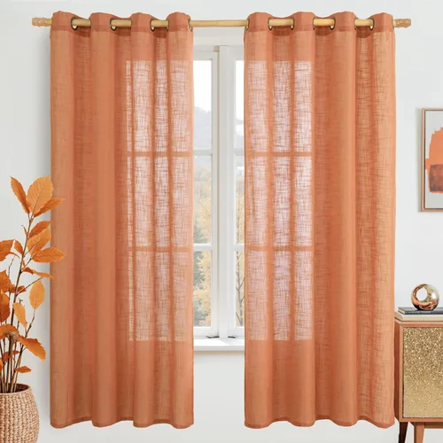 Miniatura 155 de LAMIT Cortinas de lino sintético para dormitorio, paneles filtrantes de luz, cortinas de lino con protección de privacidad con ojales para ventanas
