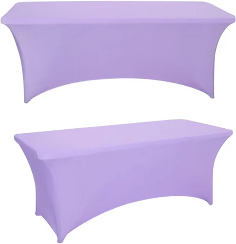 Miniatura 23 de Paquete de 2 manteles rectangulares de elastano de 4 pies, ajustables, elásticos, para bodas, fiestas, eventos, reuniones, cumpleaños, decoración