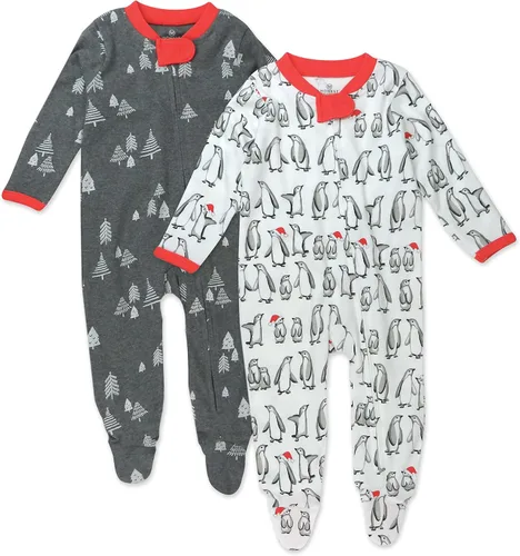 HonestBaby Sleep and Play Footed Holiday Pajamas One-Piece Sleeper Zip-front Organic Cotton PJs BabyBoys,Girls,Unisex(LEGACY)