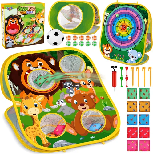 Juego de lanzamiento de bolsas de frijoles de animales, juego de lanzamiento al aire libre, suministros de fiesta familiar para niños, regalo para