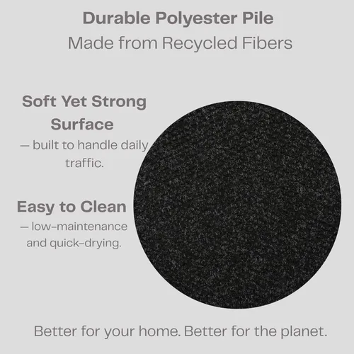 Miniatura 4 de iCustomRug Alfombra Corredor de Pasillo – 3x9 pies Negro, Interior/Exterior, Respaldo de Goma Antideslizante, Alfombra de Perfil Bajo para Todo