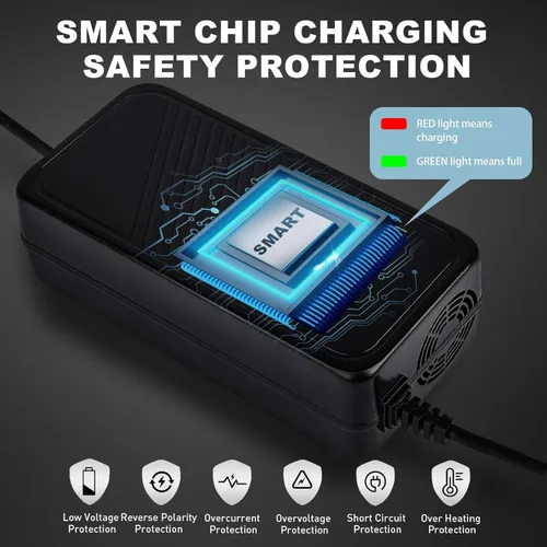 Miniatura 5 de Cargador de 42V 2A, cargador de batería de 36V para batería 10S Ebike, carga rápida eficiente, protección de seguridad múltiple, cargador rápido