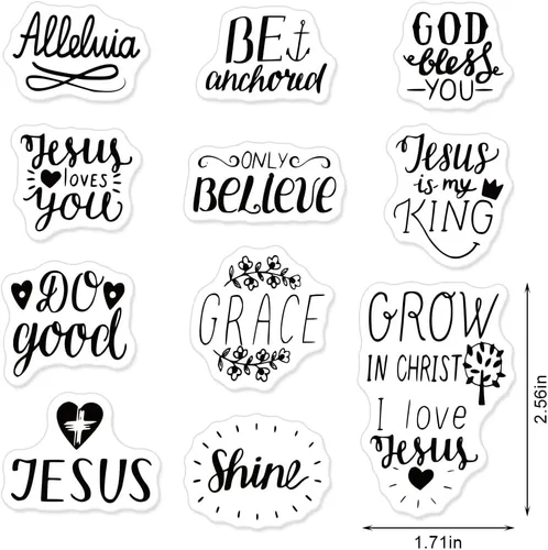 Miniatura 2 de Palabras de religión sellos transparentes para decoración de tarjetas y suministros de álbumes de recortes, sellos de goma transparente con palabras