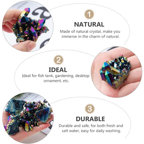 Miniatura 7 de EXCEART Decoración de piedras naturales con chip de cristal curativo, adornos de cristales y piedras, racimo de aragonita natural, geoda drusa