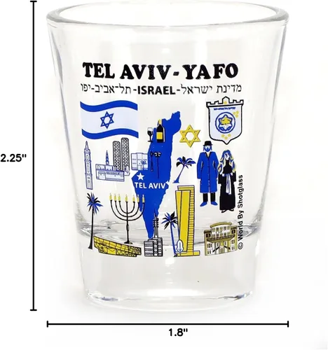 Miniatura 2 de Tel Aviv-Yafo Israel Monumentos e Iconos Collage Shot Glass
