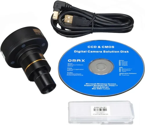 Miniatura 5 de OMAX Microscopio reemplazable trinocular compuesto 40X-2000X LED con cámara USB 10MP