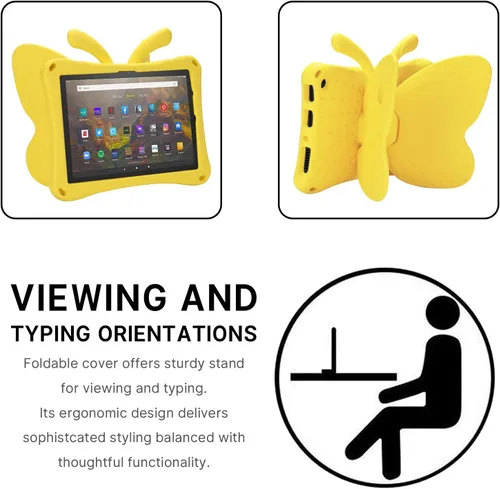 Miniatura 45 de FW Fire 7 - Funda para tablet para niños, Amazon Fire 7 2022, funda de mariposa con luz de atril, EVA, protección contra caídas, resistente, a