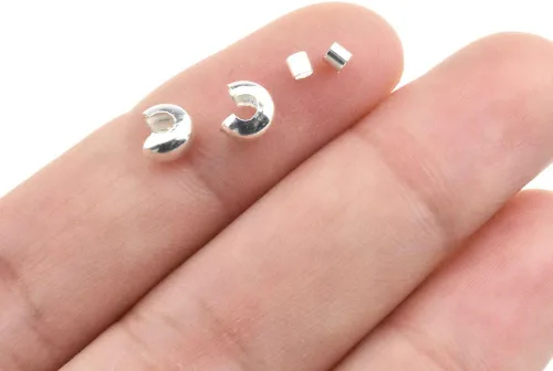 Miniatura 11 de Cuentas de crimpado de tubo pequeño de 0.079 pulgadas y cubiertas de nudo de cuentas de crimpado de 0.157 pulgadas, semicircular, fácil de colocar