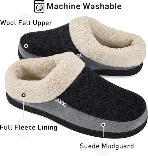 Miniatura 3 de Vonmay - Pantuflas de lana suave con plantilla de memory foam acolchada para usar dentro o fuera de casa