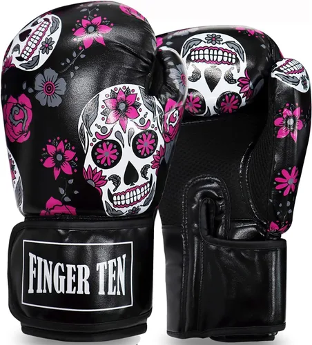 Miniatura 12 de FINGER TEN Guantes de boxeo para mujeres, para entrenamiento de boxeo profesional, saco pesado, artes marciales mixtas, sparring, kickboxing