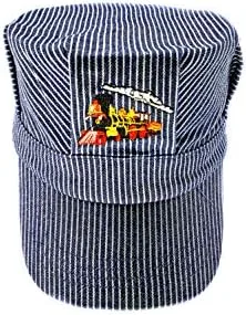 Sombrero de ingeniero de tren para adultos, sombrero de ingeniero de motor de vapor rojo para hombre I trenes, marino
