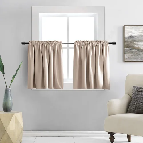 Miniatura 25 de DONREN - Cortinas blackout de 2 paneles con bolsillo para cortinero Negro